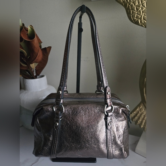 EUC Coach Julia Metallic Gunmetal Mini Satchel Bag - Picture 7 of 12